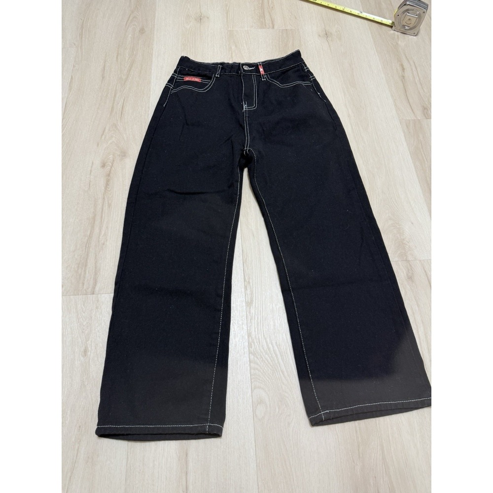 JNCO Jeans REISSUE White JNCO Crown Black Denim Size Youth 26x24 -SEE NOTES